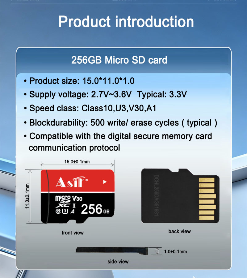 256GB U3 Micro SDXC card technical detail 1