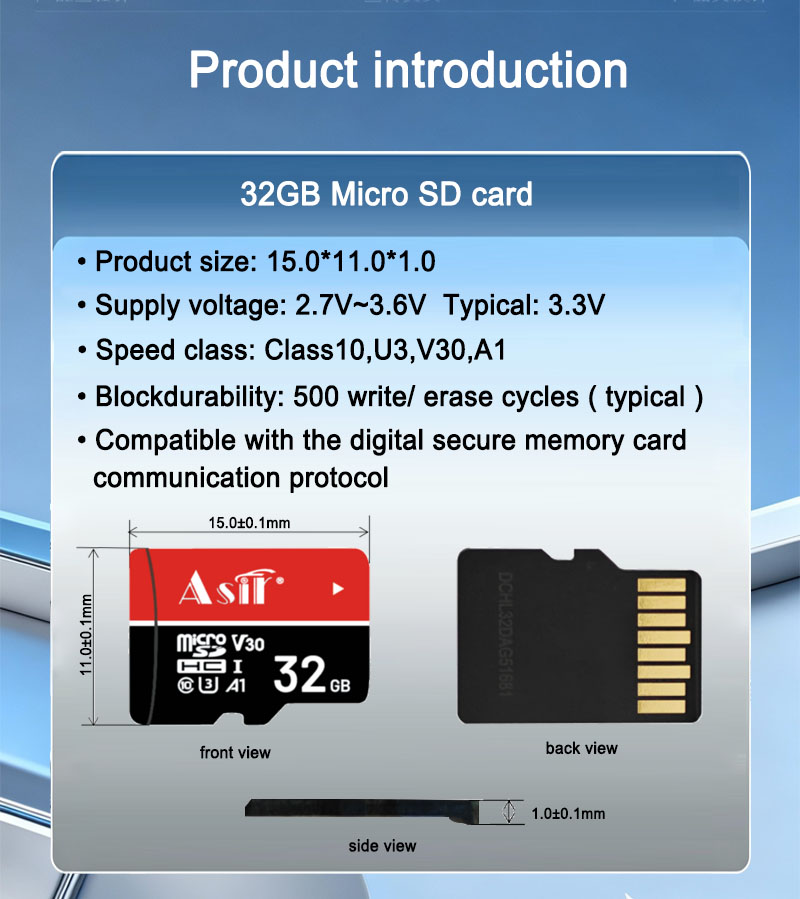 32GB U3 Micro SDHC card technical detail 1