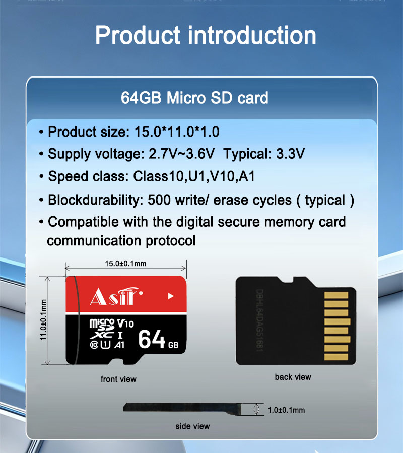 64GB U1 Micro SDXC card technical detail 1
