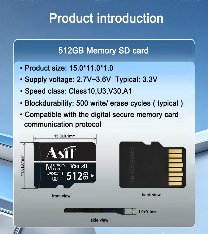 512GB U3 Memory SDXC card technical detail 1